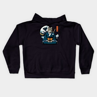 Vaporwave Samurai Cat Kids Hoodie